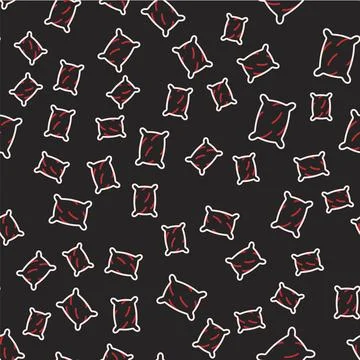 Line Rectangular pillow icon isolated seamless pattern on black background 스톡 일러스트