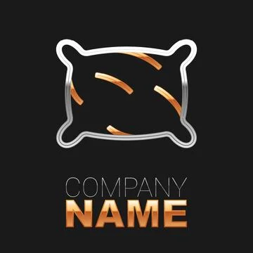 Line Rectangular pillow icon isolated on black background. Cushion sign Stock Illustration