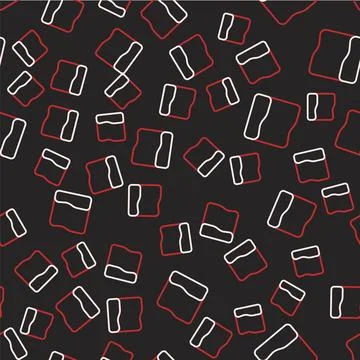 Line Rectangular pillow icon isolated seamless pattern on black background Stock Illustration
