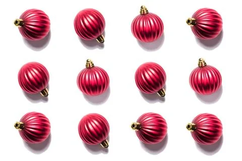 Line of red baubles. Stock Photos