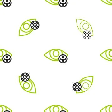 Line Red eye effect icon isolated seamless pattern on white background. Eye Stockillustratie