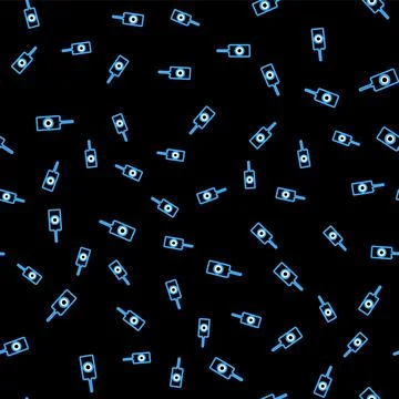 Line Remote control icon isolated seamless pattern on black background. Vector Illustrazione stock