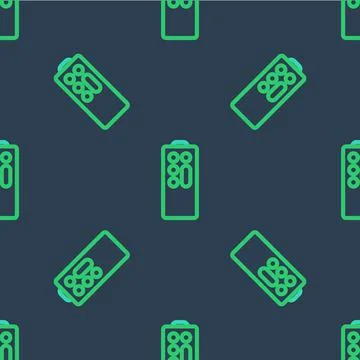 Line Remote control icon isolated seamless pattern on blue background. Vector Stock Illustration