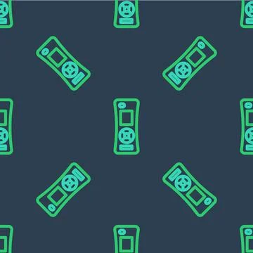 Line Remote control icon isolated seamless pattern on blue background. Vector Stock Illustration