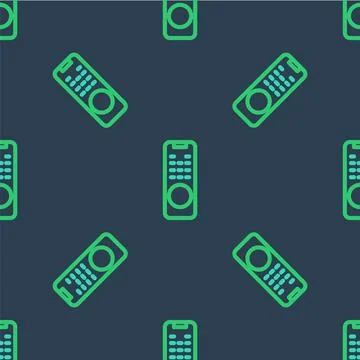 Line Remote control icon isolated seamless pattern on blue background. Vector Stock Illustration