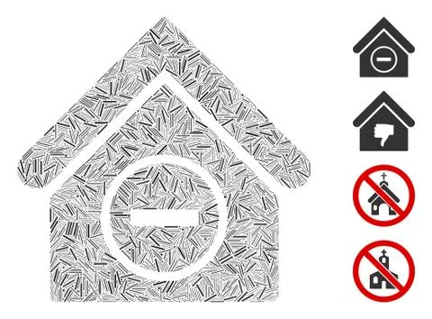 Line Remove Building Icon Vector Collage Ilustración de archivo