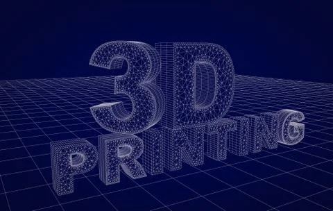 Line Render of 3D Printing - Typography Stock-Illustration