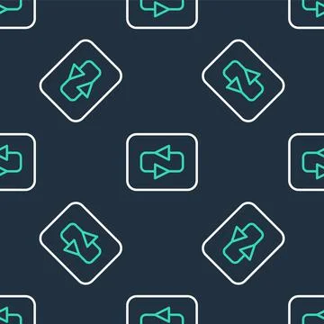 Line Repeat button icon isolated seamless pattern on black background. Vector Illustrazione stock