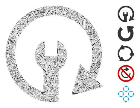 Line Repeat Service Icon Vector Mosaic Stock Illustration