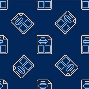 Line Restaurant cafe menu icon isolated seamless pattern on blue background イラスト素材