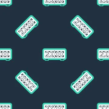 Line Retro flip clock icon isolated seamless pattern on black background. Wall 스톡 일러스트