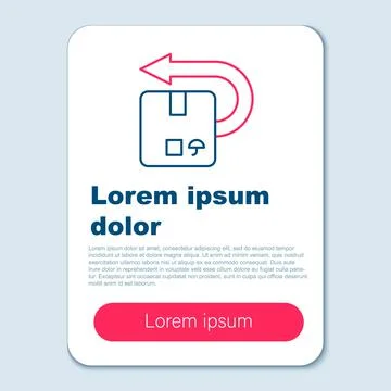Line Return cardboard box icon isolated on grey background. Box, package, parcel Stock Illustration
