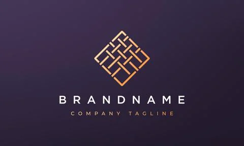 Line rhombus geometry logo concept in a line art style Stock Illustration