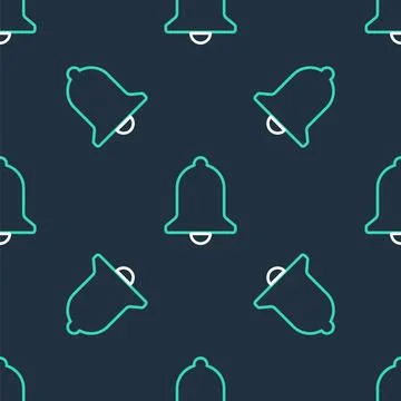 Line Ringing bell icon isolated seamless pattern on black background. Alarm Stock Illustration