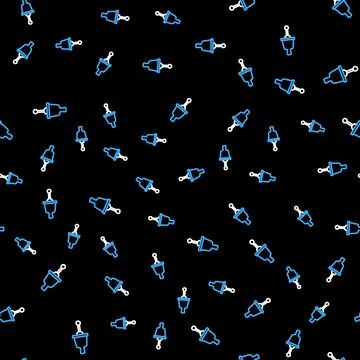 Line Ringing bell icon isolated seamless pattern on black background. Alarm Stock Illustration