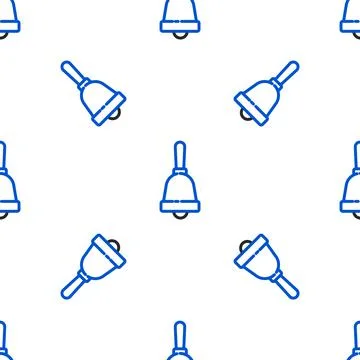 Line Ringing bell icon isolated seamless pattern on white background. Alarm 스톡 일러스트
