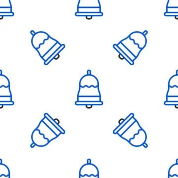 Line Ringing bell icon isolated seamless pattern on white background. Alarm イラスト素材