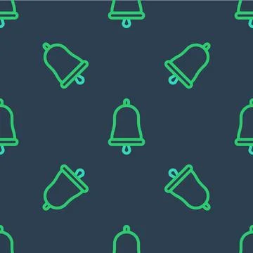 Line Ringing bell icon isolated seamless pattern on blue background. Alarm Stock Illustration