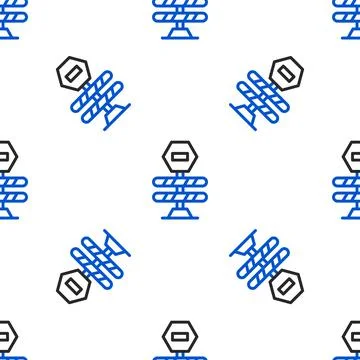 Line Road barrier icon isolated seamless pattern on white background. Symbol of 스톡 일러스트