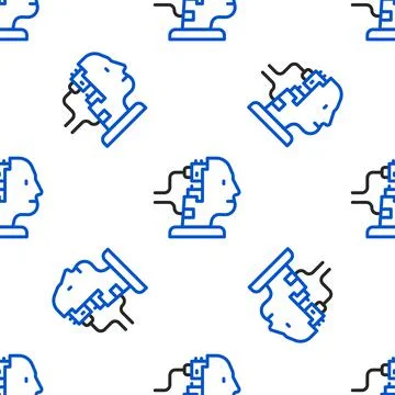 Line Robot connected for maintenance icon isolated seamless pattern on white 스톡 일러스트