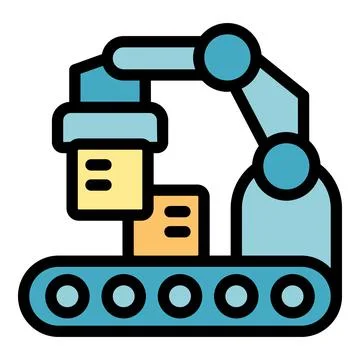 Line robot factory icon vector flat Illustrazione stock