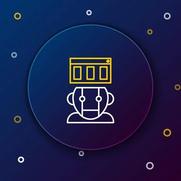 Line Robot icon isolated on blue background. Colorful outline concept. Vector 스톡 일러스트