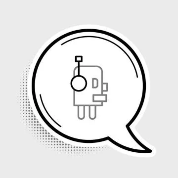 Line Robot icon isolated on grey background. Artificial intelligence, machine Stock Illustration