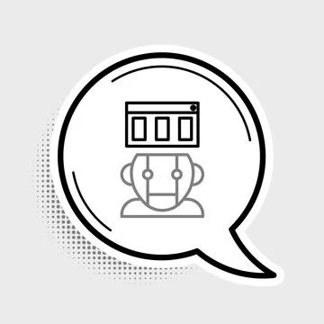 Line Robot icon isolated on grey background. Colorful outline concept. Vector Stock Illustration