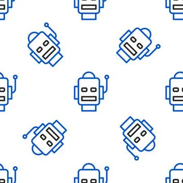 Line Robot icon isolated seamless pattern on white background. Artificial 스톡 일러스트