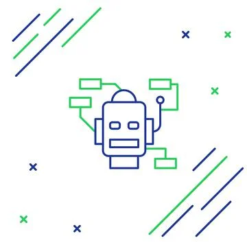 Line Robot icon isolated on white background. Artificial intelligence, machine Stock Illustration