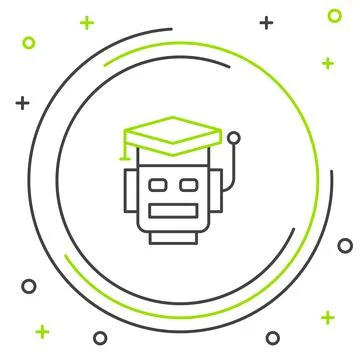 Line Robot icon isolated on white background. Artificial intelligence, machine Illustrazione stock