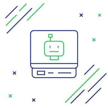 Line Robot icon isolated on white background. Artificial intelligence, machine 스톡 일러스트
