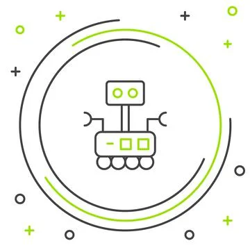 Line Robot icon isolated on white background. Artificial intelligence, machine Illustrazione stock