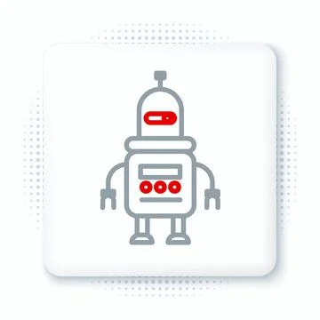 Line Robot icon isolated on white background. Colorful outline concept. Vector Stock Illustration