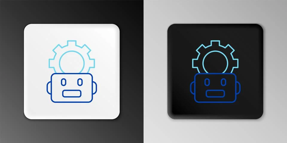Line Robot setting icon isolated on grey background. Artificial intelligence Stock Illustration