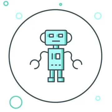 Line Robot toy icon isolated on white background. Colorful outline concept... Stock Illustration