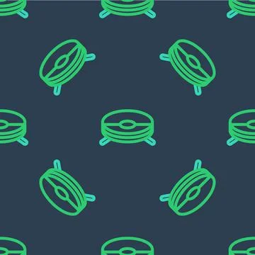 Line Robot vacuum cleaner icon isolated seamless pattern on blue background Illustrazione stock