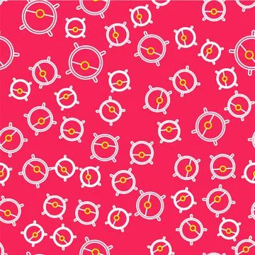Line Robot vacuum cleaner icon isolated seamless pattern on red background. Home Stock Illustration
