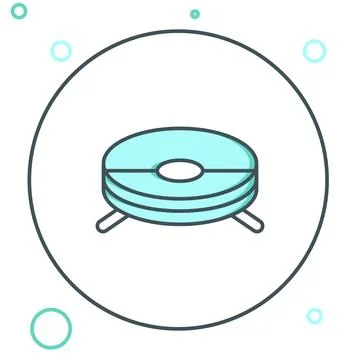 Line Robot vacuum cleaner icon isolated on white background. Home smart app.. Stock Illustration