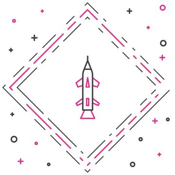Line Rocket icon isolated on white background. Colorful outline concept. Vector 스톡 일러스트