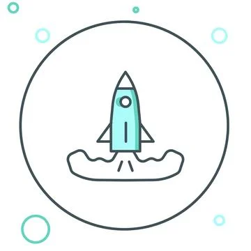 Line Rocket icon isolated on white background. Colorful outline concept. Vect イラスト素材