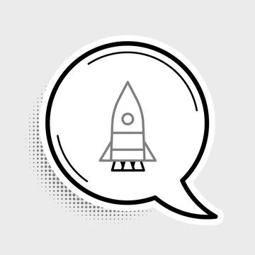 Line Rocket ship icon isolated on grey background. Space travel. Colorful Stock Illustration