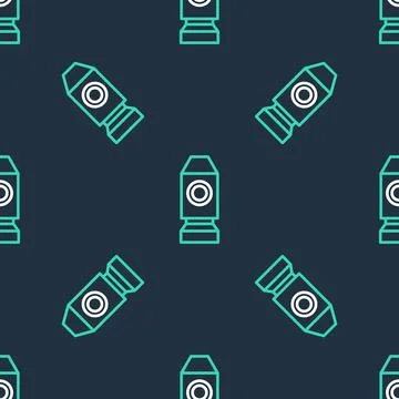 Line Rocket ship icon isolated seamless pattern on black background. Space Illustrazione stock
