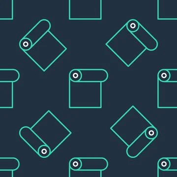 Line Roll of paper icon isolated seamless pattern on black background.  Vecto 库存插图