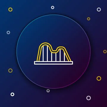 Line Roller coaster icon isolated on blue background. Amusement park. Childrens Illustrazione stock
