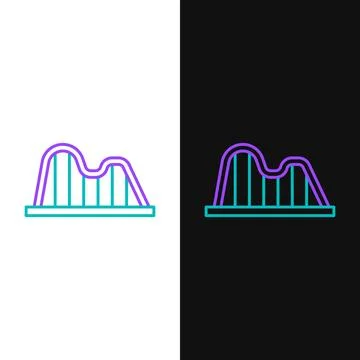 Line Roller coaster icon isolated on white and black background. Amusement park Stock Illustration