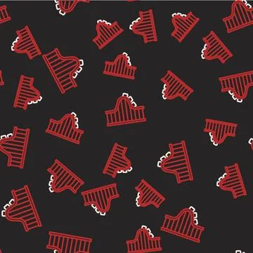 Line Roller coaster icon isolated seamless pattern on black background. Amu.. Stock Illustration