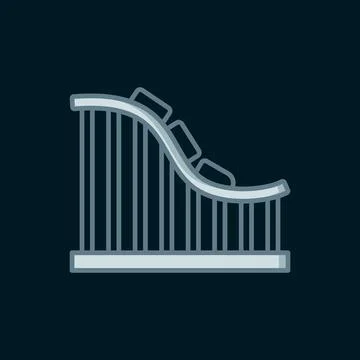 Line Roller coaster icon isolated on black background. Amusement park. Chil.. 스톡 일러스트