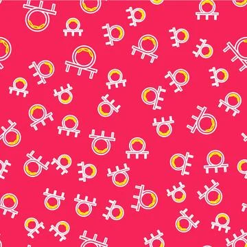 Line Roller coaster icon isolated seamless pattern on red background. Amuse.. Stock Illustration