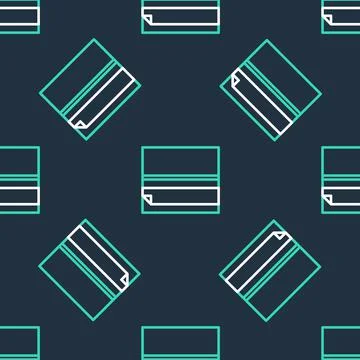 Line Rolling paper icon isolated seamless pattern on black background. Vector Stock Illustration